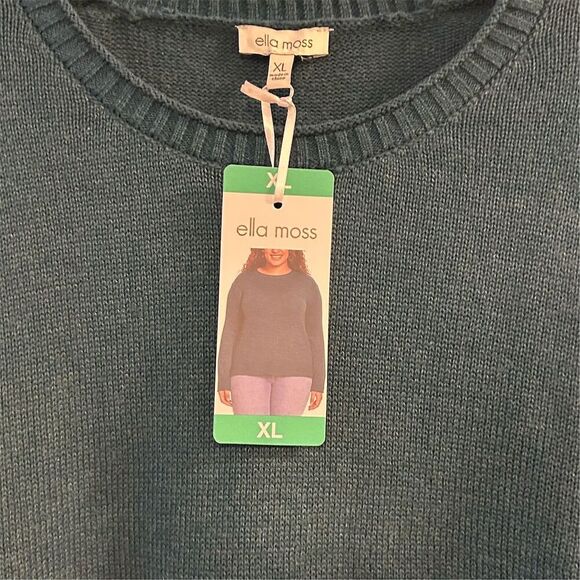 Ella Moss Women's XL Green Blue Crewneck Pullover Sweater Long Sleeve Casual - Picture 7 of 10